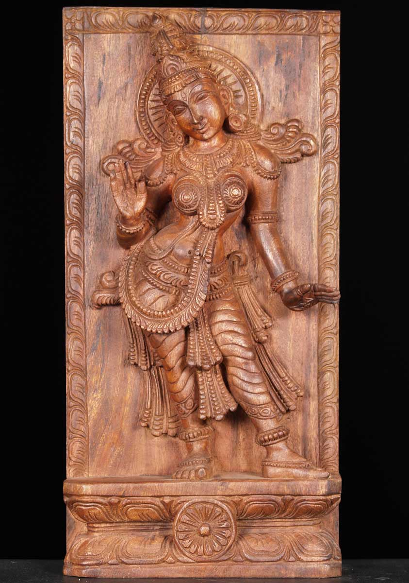 Wooden Abhaya Mudra Devi Statue 24"